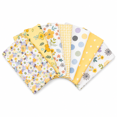 CraftsFabrics 7pcs/lot Yellow Series Quilting Patchwork Fabric Squares