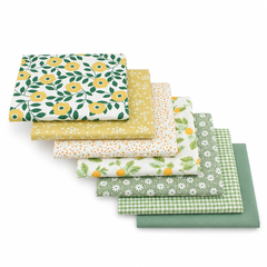 CraftsFabrics 7pcs/Lot Pink Green Floral Printed Cotton Fabric Squares