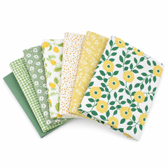 CraftsFabrics 7pcs/Lot Pink Green Floral Printed Cotton Fabric Squares