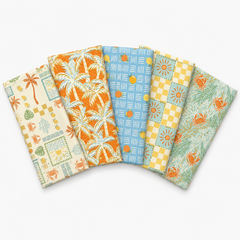 Solar Jungle Tropical Palm Trees 100% Cotton 5Pcs Fat Quarters Bundle