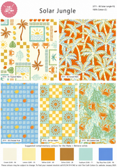 Solar Jungle Tropical Palm Trees 100% Cotton 5Pcs Fat Quarters Bundle