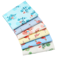 CraftsFabrics 6pcs/Lot 50cmx40cm Flamingo Dreams Fat Quarter Bundle 100% Cotton Precut Craft Fabric Squares for Quilting, Crafts, DIY Projects