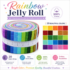Solid Spectrum Plain Cotton Jelly Roll – 2.5″ x 44″ 20pcs Fabric Strips
