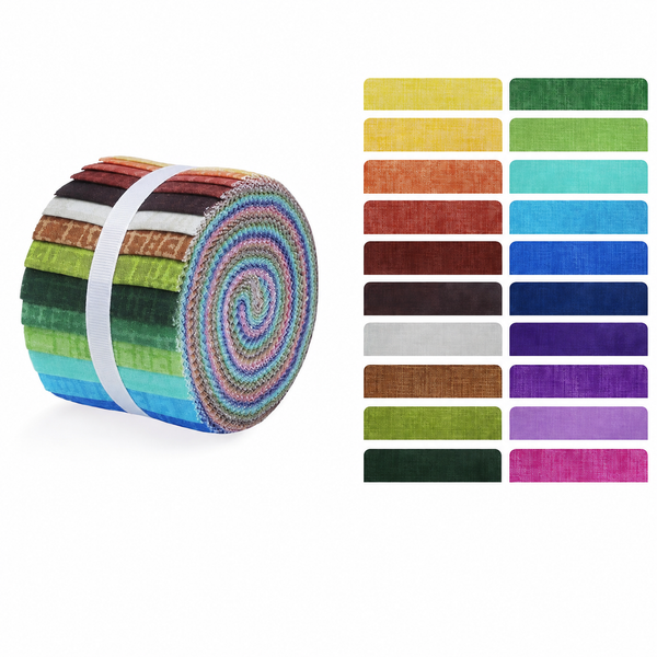 Solid Spectrum Plain Cotton Jelly Roll – 2.5″ x 44″ 20pcs Fabric Strips