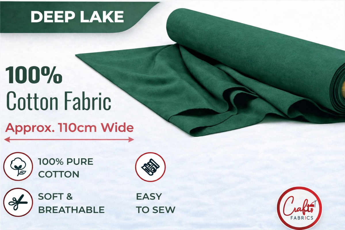 CraftsFabrics Plain Dyed Homespun Cotton Fabric – 100% Cotton – 110cm Wide – Craft, Quilting & Dressmaking Fabric