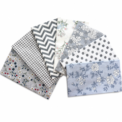 CraftsFabrics Patchworkstoff, grau, Blumen-/Schmetterlings-Serie, Baumwolle, Fat Quarter, 50 x 40 cm breit, Patchwork-Stoff für Kleidung, DIY, Quilten, Kissen, 8 Stück