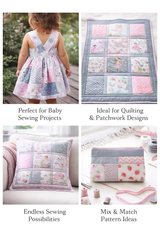 CraftsFabrics 8pcs 40cmx 50cm Pink Fairy Cartoon Children's Fat Quarters Bundle 100% Cotton Fabric for Quilting, Scrapbooking, Patchwork, Arts & Crafts, Sewing Baby Girls Clothes, DIY Projects