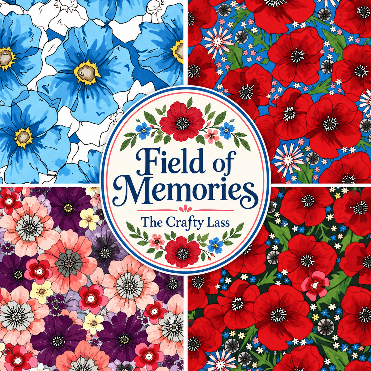 Make + Believe Fabrics 100% Cotton 110cm Wide Field of Memories The Crafty Lass Organic Cotton Prints
