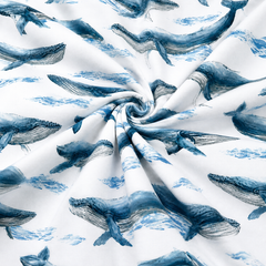 Nautical Whales 100% Cotton Poplin Fabric