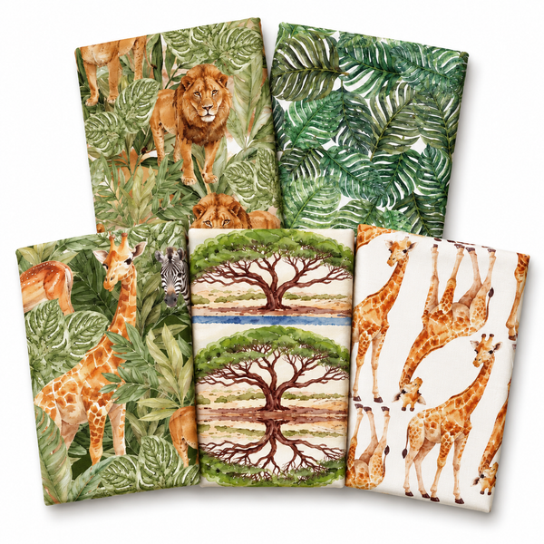 The Call of the Wild 100% Cotton 5Pcs Fat Quarters Fabric Bundle