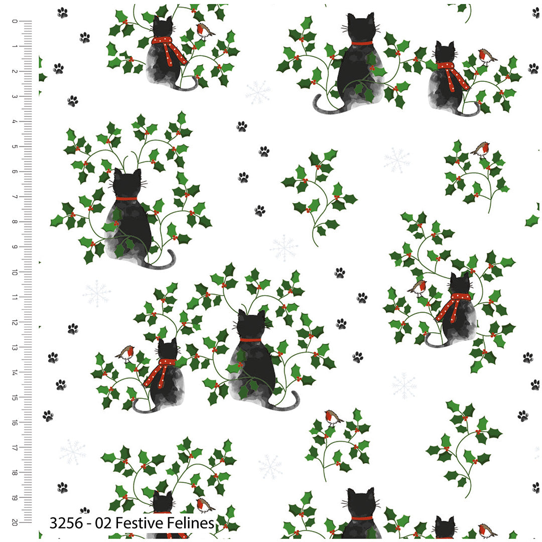 Weihnachtshaustiere – Bedruckter Weihnachtsstoff – 100 % Baumwollstoff – Meterware, Halbmeter, Long Quarter oder Fat Quarters