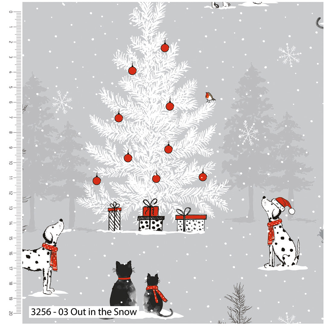 Weihnachtshaustiere – Bedruckter Weihnachtsstoff – 100 % Baumwollstoff – Meterware, Halbmeter, Long Quarter oder Fat Quarters