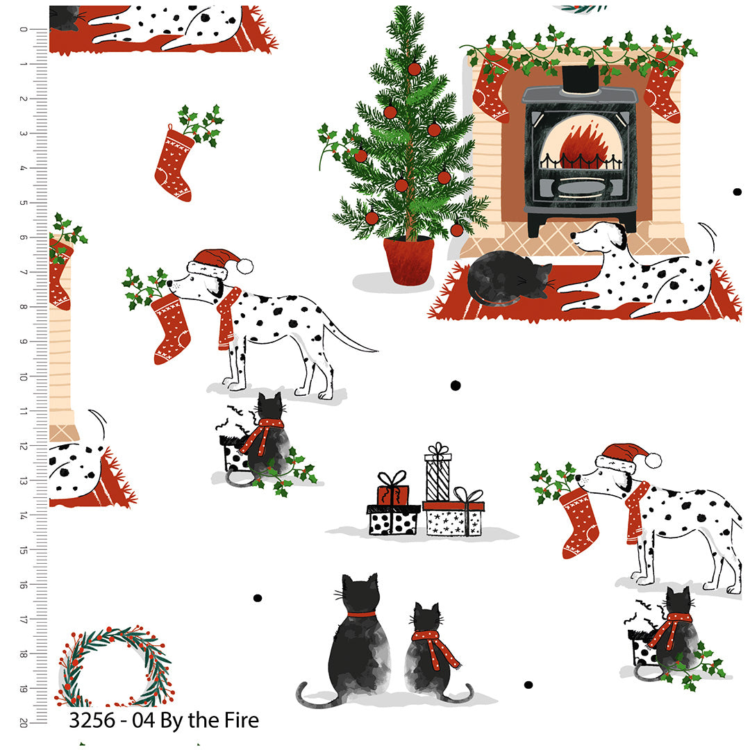 Weihnachtshaustiere – Bedruckter Weihnachtsstoff – 100 % Baumwollstoff – Meterware, Halbmeter, Long Quarter oder Fat Quarters