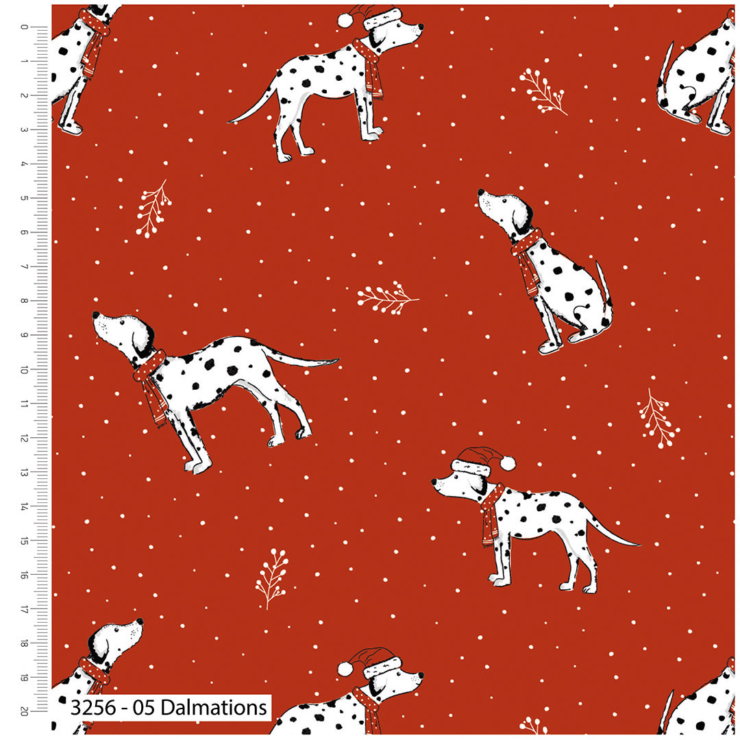 Animaux de Noël – Tissu de Noël imprimé – Tissu 100 % coton – Au mètre, demi-mètre, quart long ou quart large