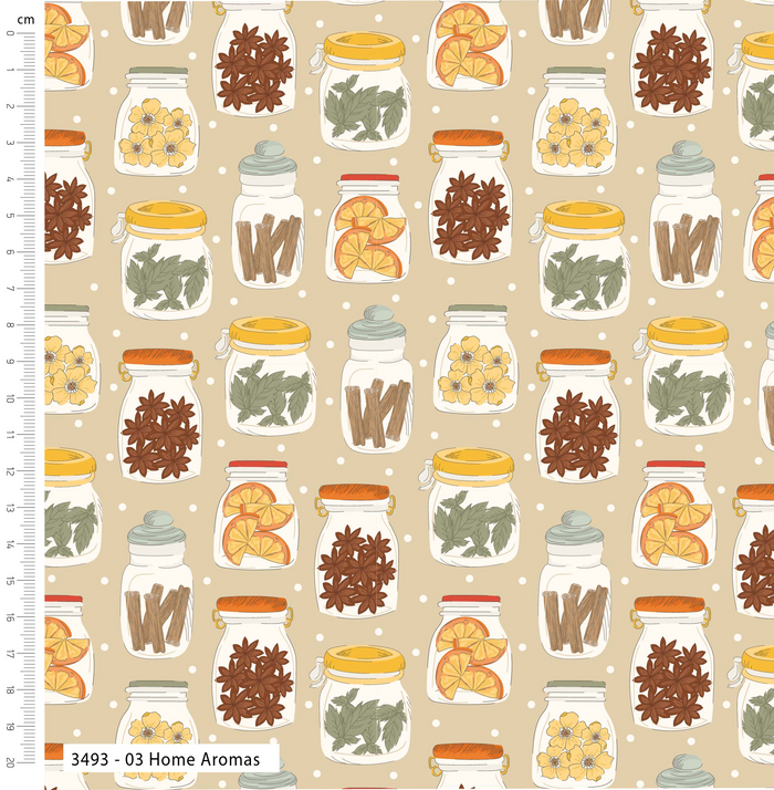 The Craft Cotton Co. Loose Fabric Cinnamon Spice by Kimberley Hind Collection 100% Cotton 112cm Wide Autumnal Spice Prints
