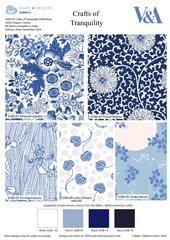 Crafts of Tranquility Delft Blue The V&A Museum 100% Organic Cotton 45cm x 55cm Wide Fat Quarter Bundle for Crafting, Sewing, Patchwork