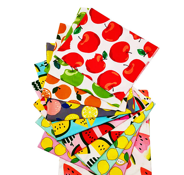 CraftsFabrics 10pcs 40cm x 50cm Fruit Series Printed Twill Cotton Fat Quarters Bundle