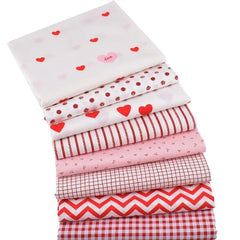 CraftsFabrics 8pcs/lot 40cmx50cm Red White Love Hearts Striped Gingham Valentine's Day Fat Quarters Bundle