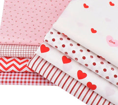 CraftsFabrics 8pcs/lot 40cmx50cm Red White Love Hearts Striped Gingham Valentine's Day Fat Quarters Bundle