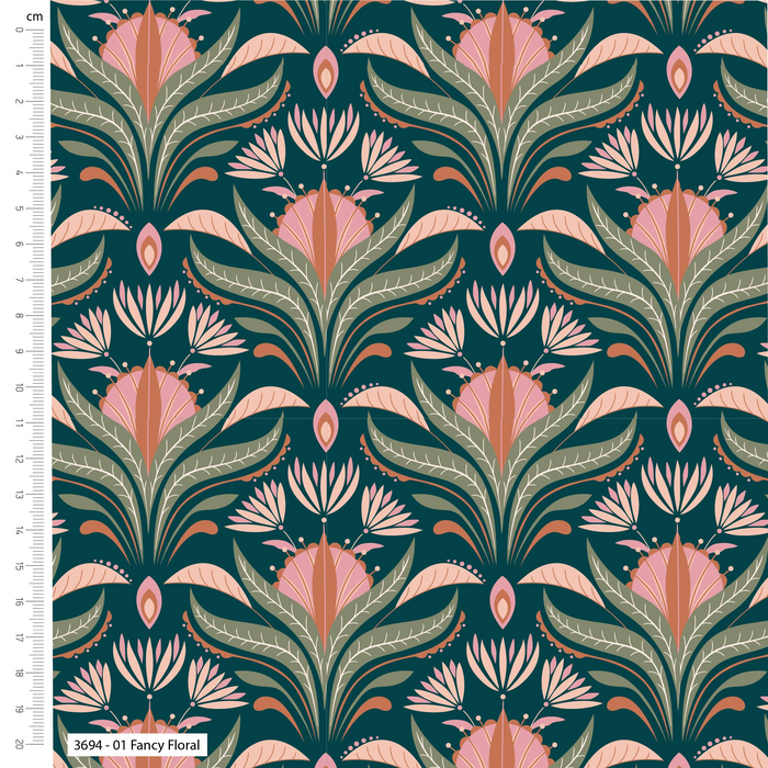 The Craft Cotton Co. Loose Fabric Deco Blooms By Craft Cotton Co. 100% Cotton Digitally Printed Fabric