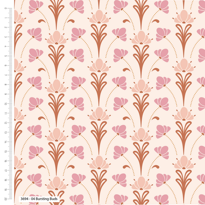 The Craft Cotton Co. Loose Fabric Deco Blooms By Craft Cotton Co. 100% Cotton Digitally Printed Fabric