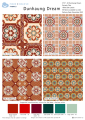 Make + Believe Dunhaung Dream Dynasty Tiles 100% Cotton 45x55cm Wide 4Pcs Fat Quarters Bundle for Quilting, Dressmaking, Patchwork