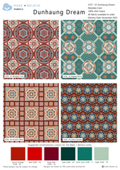 Make + Believe Dunhaung Dream Mandala Crest 100% Cotton 45x55cm Wide 4Pcs Fat Quarters Bundle for Quilting, Dressmaking, Patchwork