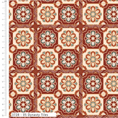 Make + Believe Dunhaung Dream Dynasty Tiles 100% Cotton 45x55cm Wide 4Pcs Fat Quarters Bundle for Quilting, Dressmaking, Patchwork