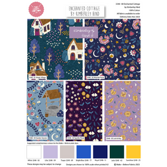 Craft Cotton Co 100% Cotton Enchanted Cottage Kimberley Hind 45cmx55cm Wide 5pcs Fat Quarter Bundle Ideal for Crafts, Displays, Patchwork