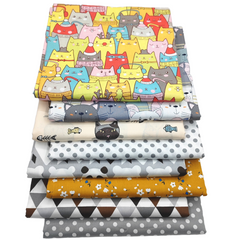 CraftsFabrics 8Pcs Animal Printed Cotton Fabric 100% Cotton Wide Fabric Squares