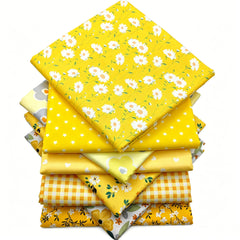 CraftsFabrics 8pcs/lot Yellow Floral Fat Quarters Bundle
