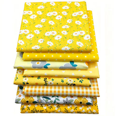 CraftsFabrics 8pcs/lot Yellow Floral Fat Quarters Bundle