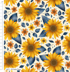 Golden Sunflowers 5Pcs Printed Cotton Digital Fat Quarter Bundle 100% Cotton 45x55cm Wide Craft Material for Crafting, Quilting, Home Décor