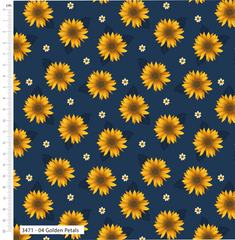 Golden Sunflowers 5Pcs Printed Cotton Digital Fat Quarter Bundle 100% Cotton 45x55cm Wide Craft Material for Crafting, Quilting, Home Décor