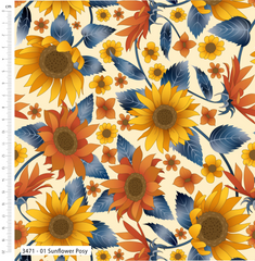 Golden Sunflowers 5Pcs Printed Cotton Digital Fat Quarter Bundle 100% Cotton 45x55cm Wide Craft Material for Crafting, Quilting, Home Décor