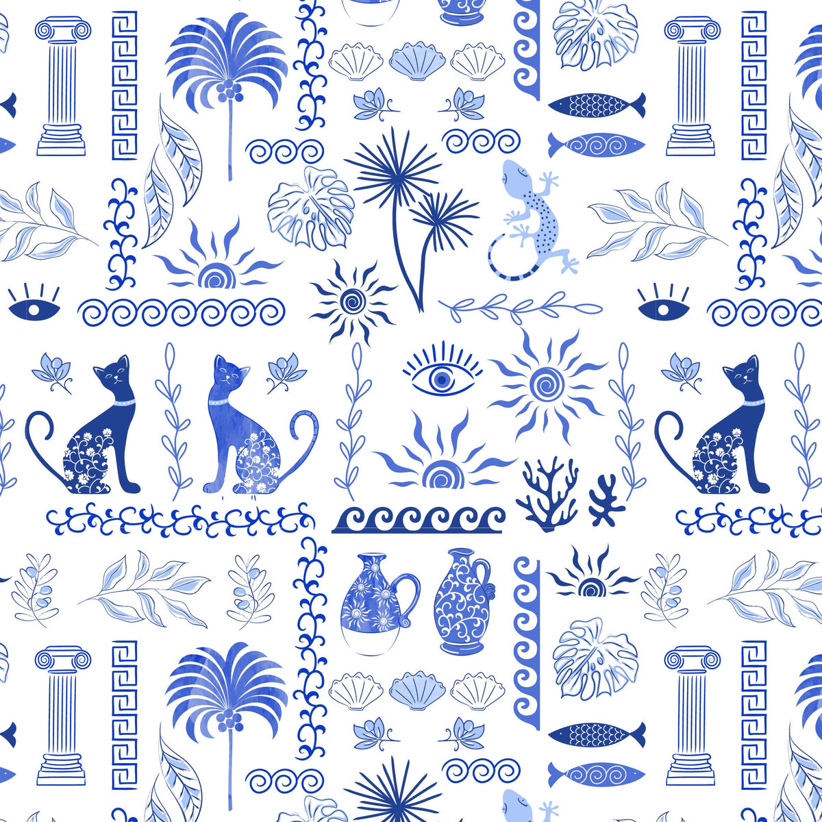Grecian Blues Victoria Louise Design 100% Cotton Fabric