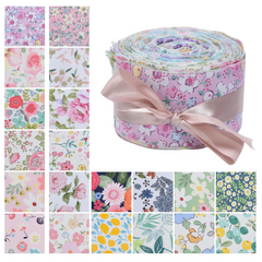 CraftsFabrics 20Pcs Floral Jelly Rolls Cotton Fabric Quilting Strips 100% Cotton 6.5x100cm Wide Square for Sewing, Quilting, Kid's Craft