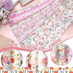 CraftsFabrics 6.5*50cm Wide 40pcs Pre-Cut Pink Floral Printed Quilting Fabric Roll 100% Cotton for Quilting, Sewing, Crafts, Patchwork
