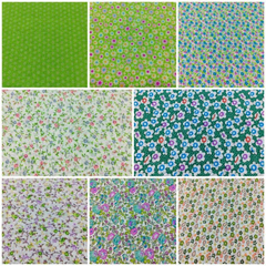 CraftsFabrics 8Pcs Green Floral Cotton Fabric Bundle Precut Fat Squares for Quilting, Crafting, Sewing, Patchwork