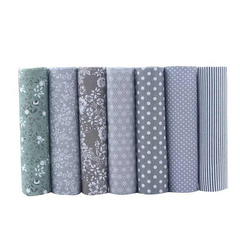 CraftsFabrics 7 Pieces 20x20 inch Grey Stripe Polka Dots Pattern 100% Cotton Patchwork Sewing Quilting Fabric Bundles for DIY Craft Making