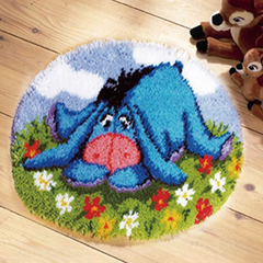 CraftsFabrics 60% Cotton 40% Polyester DIY Crafts Yarn Carpet Round Shape Animal Custom Latch Hook Rug Crochet Kits for Beginners Adults