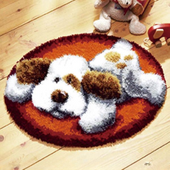 CraftsFabrics 60% Cotton 40% Polyester DIY Crafts Yarn Carpet Round Shape Animal Custom Latch Hook Rug Crochet Kits for Beginners Adults