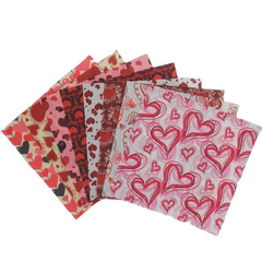 CraftsFabrics 20Pcs/lot Valentine's Day Quilting Fabric Squares Heart Print Fabric Patchwork Sewing Fat Quarters for DIY Crafts, Quilting, Patchwork