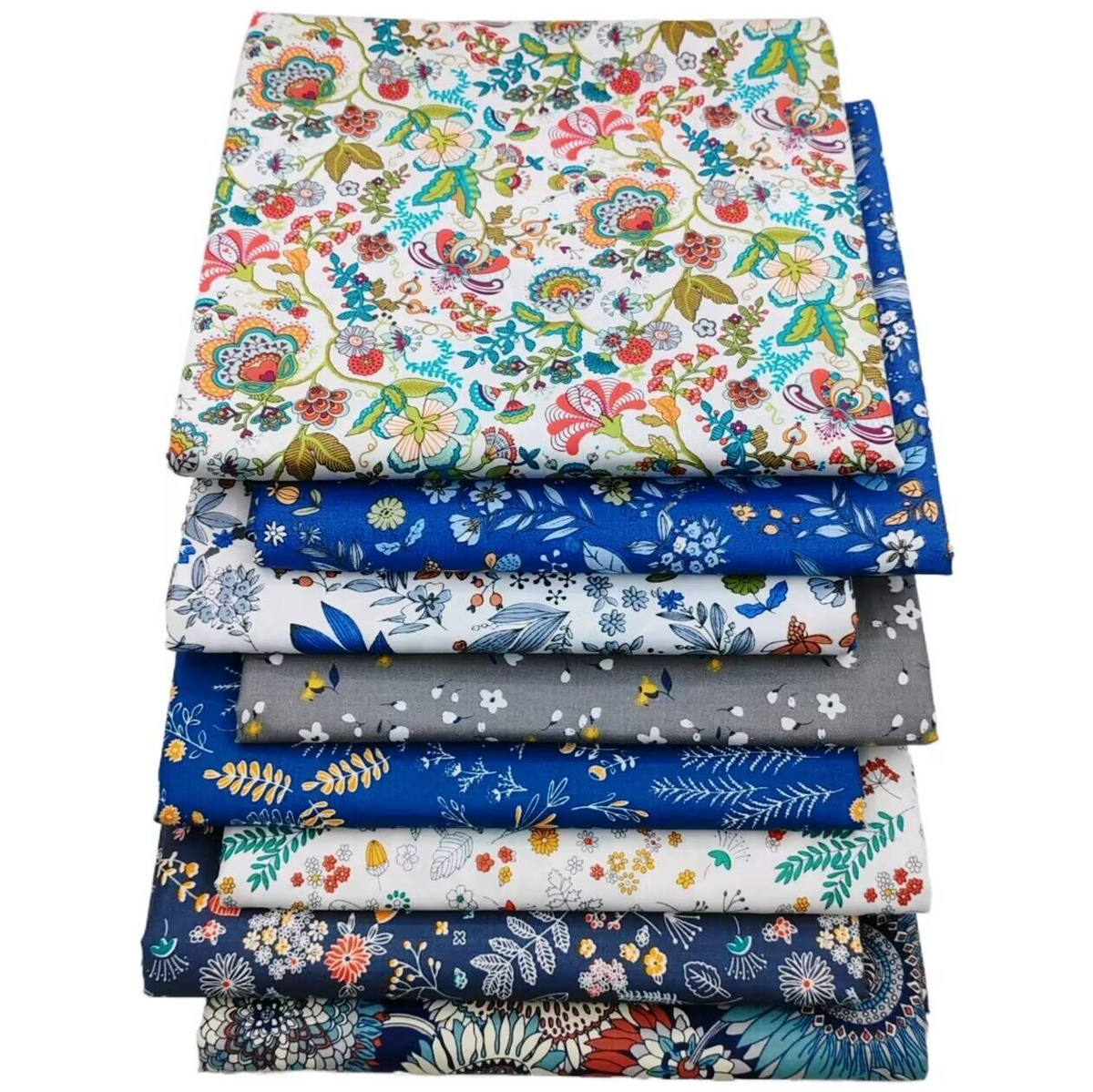 CraftsFabrics 8Pcs Floral Precut Fabric Square Sheets for Quilting, Crafting, Sewing, Patchwork