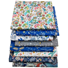 CraftsFabrics 8Pcs Floral Precut Fabric Square Sheets for Quilting, Crafting, Sewing, Patchwork