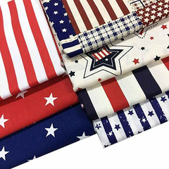 CraftsFabrics 7pcs/ Lot American Patriotic Fat Quarters Bundle 100% Cotton Precut Craft Fabric Squares for Quilting, Crafts, DIY Projects