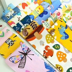 CraftsFabrics 36pcs Pre-Cut Cartoon Animal & Floral Printed Jelly Rolls Strips 100% Cotton for Quilting, Sewing, Crafts, Patchwork