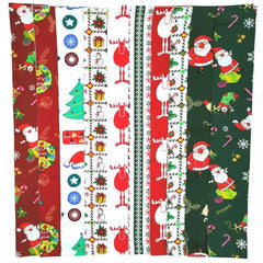 CraftsFabrics 6.5*100cm 20pcs Pre-Cut Christmas Printed Jelly Rolls Strips 100% Cotton for Quilting, Scrapbooking, Sewing, Crafts, Patchwork