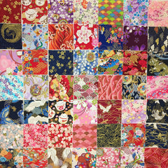 CraftsFabrics 50Pcs Japanese Style 100% Cotton Fabric Squares