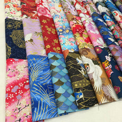 CraftsFabrics 50Pcs Japanese Style 100% Cotton Fabric Squares